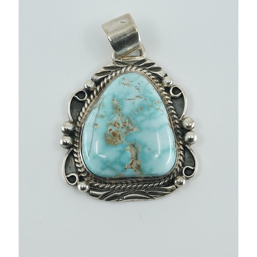 Tony‎ Garcia - Navajo Native Sterling Silver Sacred Buffalo Turquoise Pendant - Picture 7 of 7